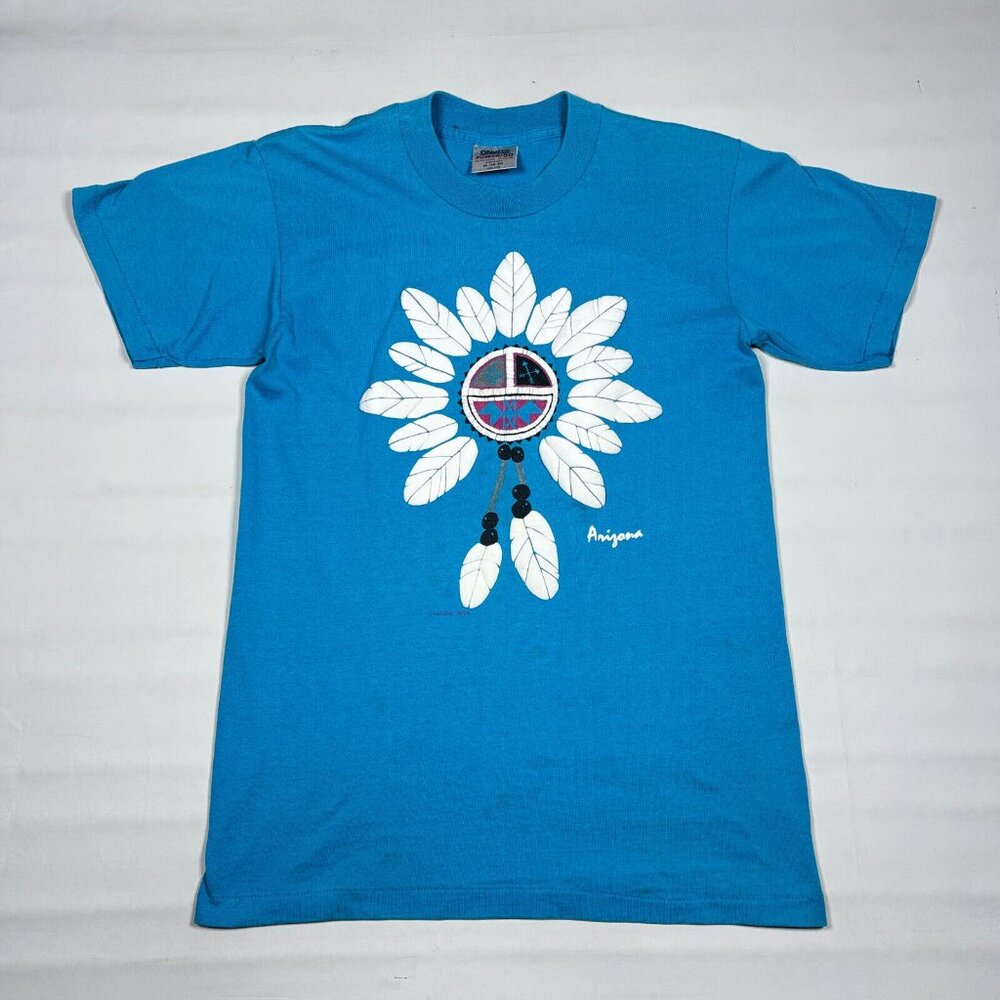 Vintage 90s Oneita Arizona Native Graphic T Shirt Med Single Stitch Southwestern